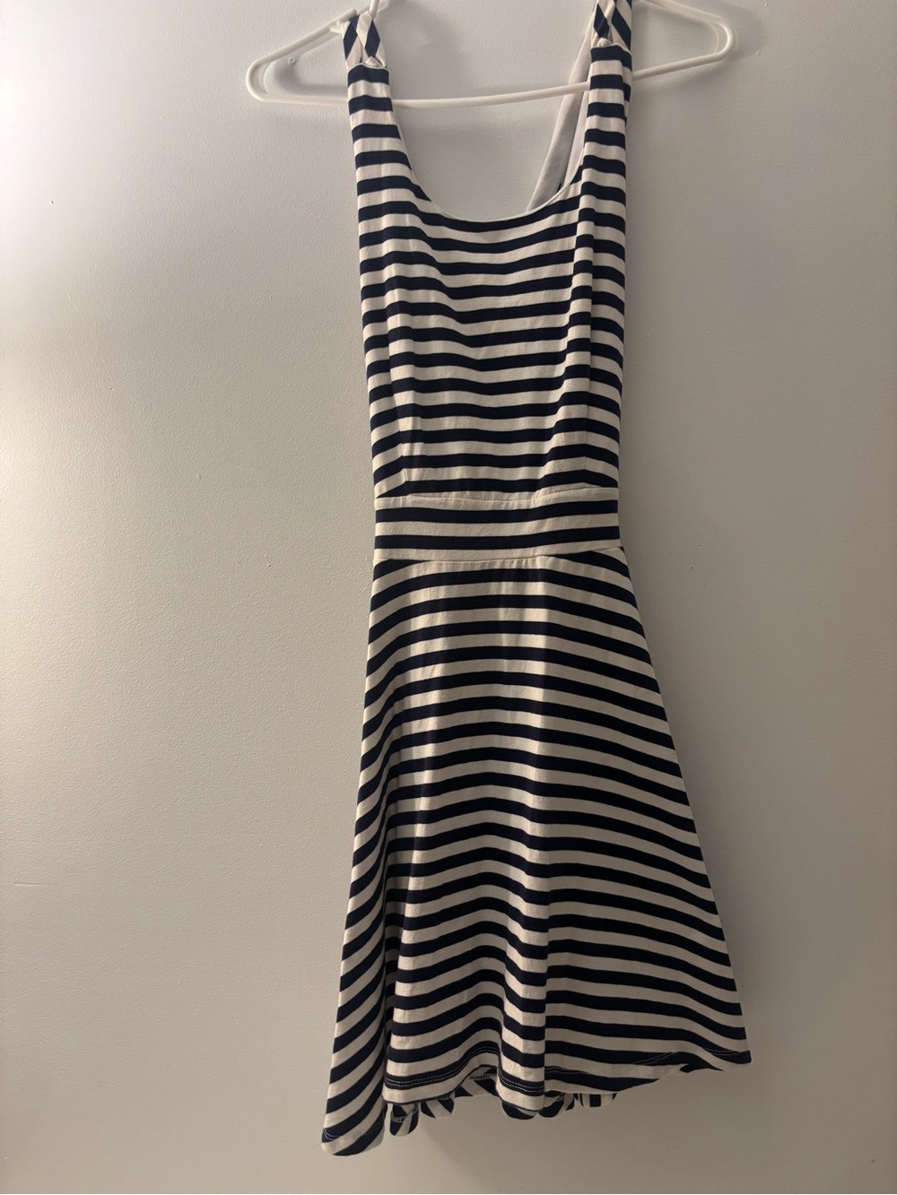 Striped Black and White Sleeveless Fit-and-Flare Dress